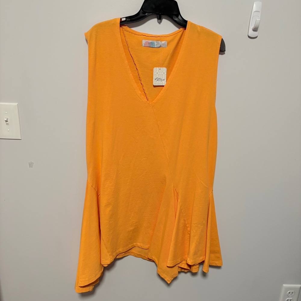 Free People Beach Boho V-Neck Tunic Dressโ Women Orange size XS Sleeveless